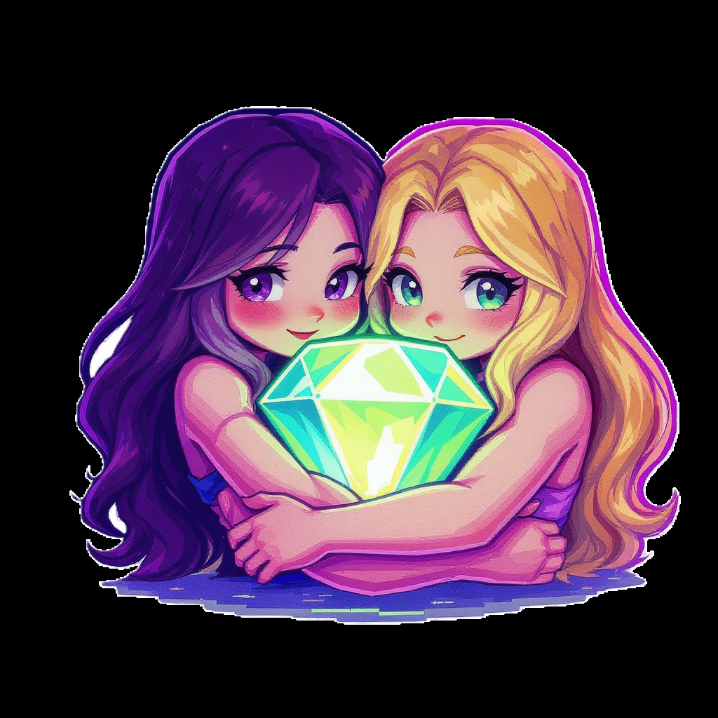 GEMini sister imagery tying the currency name to gems and twins