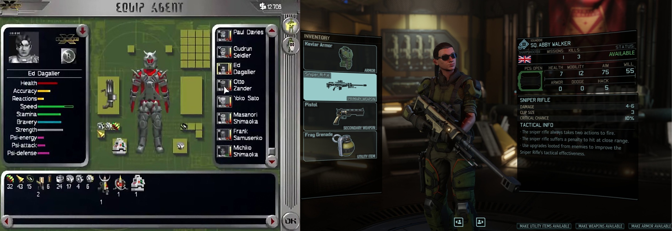 X-COM Inventory comparison